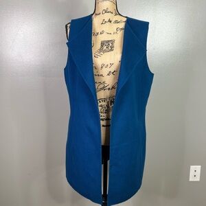 Talbots Teal Sleeveless Vest wool blend long line size Large career office